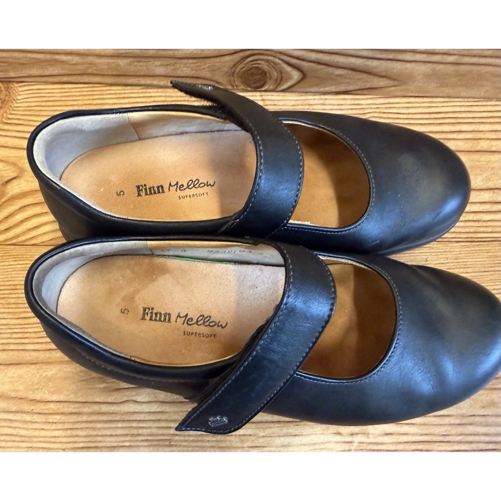 Finn Mellow Comfort Women's Mary Jane Shoes Size US 5 Black Nubuck Leather - Picture 6 of 7